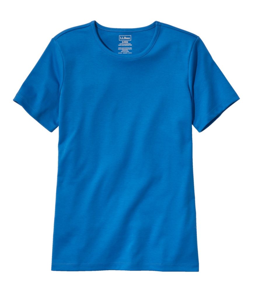 Women's Pima Cotton Tee, Short-Sleeve Crewneck, Capri Blue, small image number 1