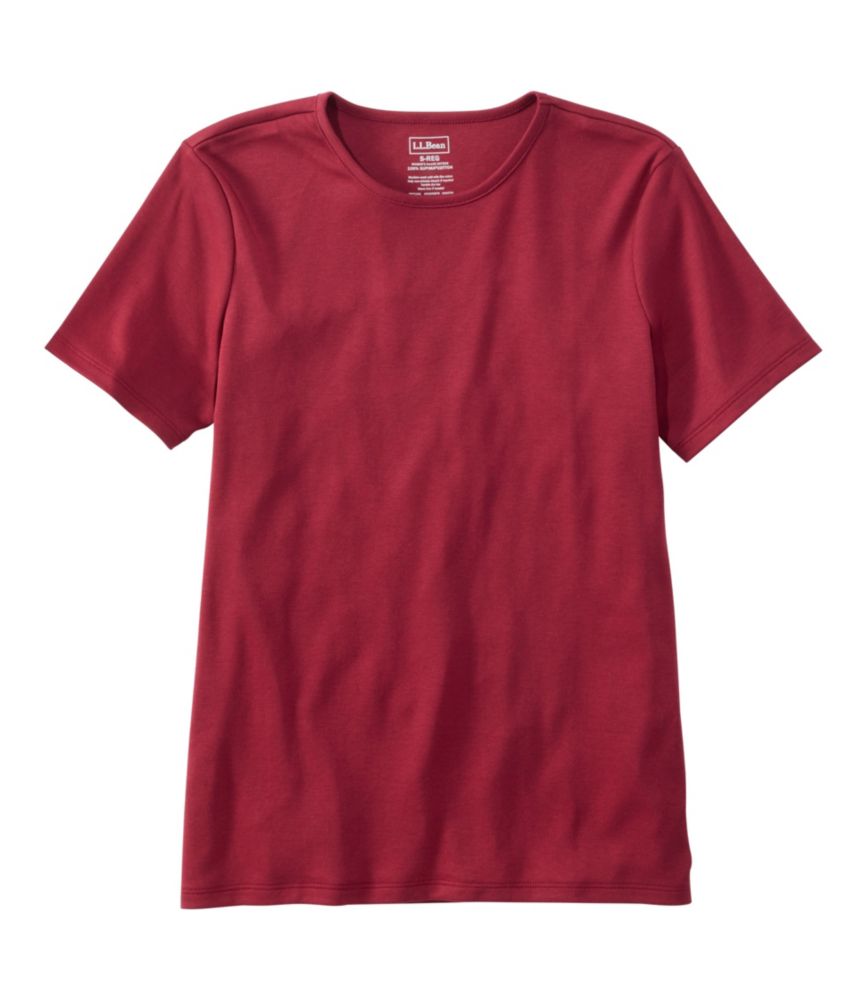 Women's Pima Cotton Tee, Short-Sleeve Crewneck, Bordeaux, small image number 1