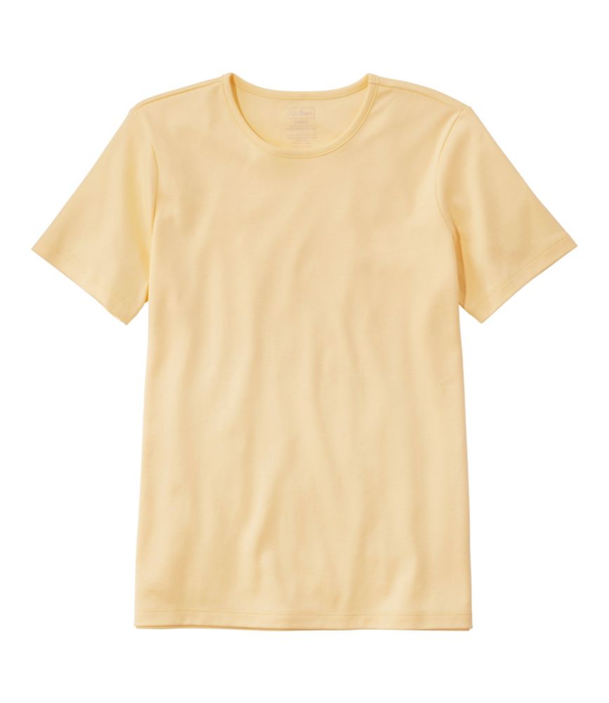 Women's Pima Cotton Tee, Short-Sleeve Crewneck, Butter, small image number 1