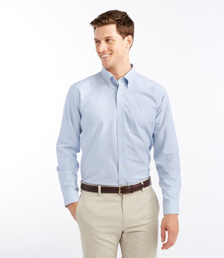 Men's Wrinkle-Free Classic Oxford Cloth Shirt, Traditional Fit University Stripe, Sunlit Coral, small image number 2