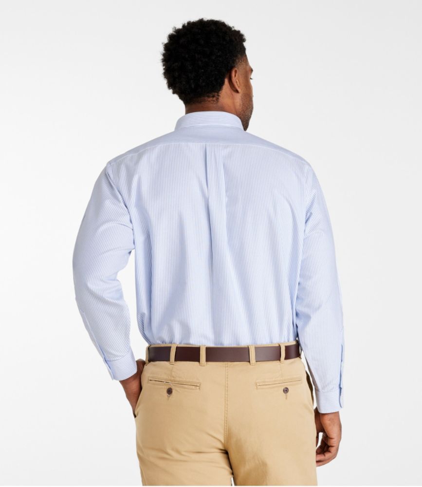Men's Wrinkle-Free Classic Oxford Cloth Shirt, Traditional Fit University Stripe, French Blue, small image number 5