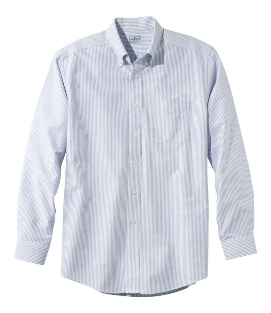 Men's Wrinkle-Free Classic Oxford Cloth Shirt, Traditional Fit University Stripe, French Blue, small image number 6
