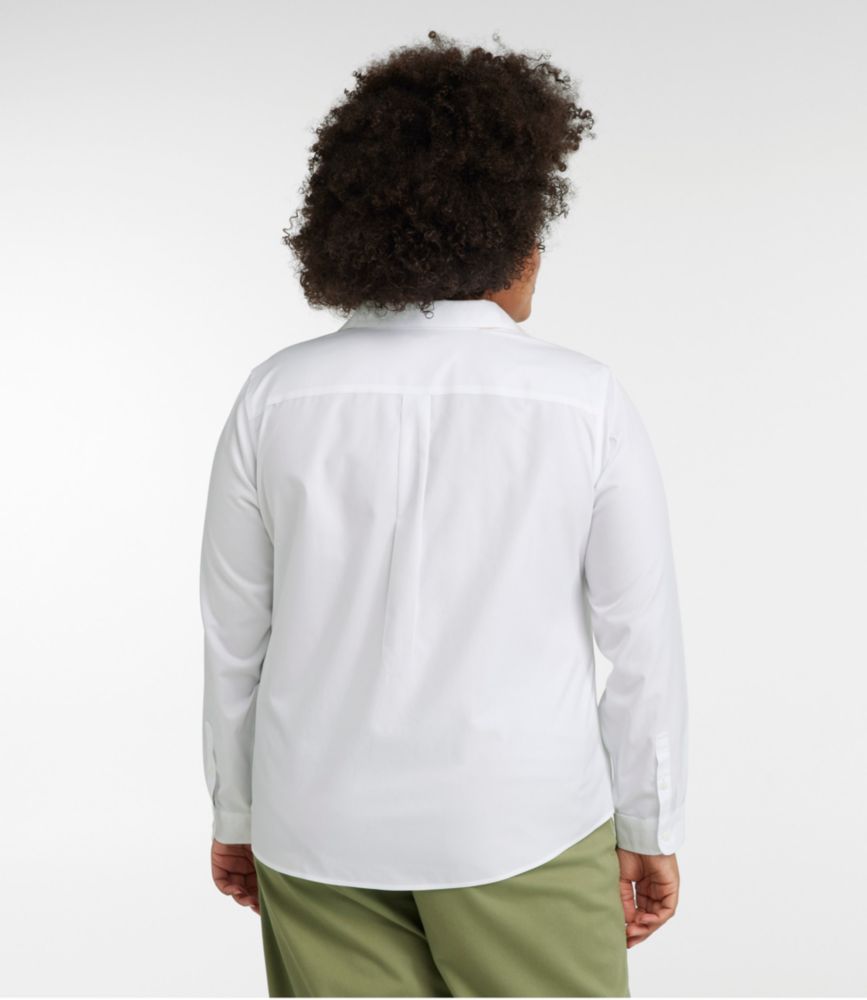 Women's Wrinkle-Free Pinpoint Oxford Shirt, Long-Sleeve Relaxed Fit, White, small image number 3