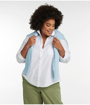 Women's Wrinkle-Free Pinpoint Oxford Shirt, Long-Sleeve Relaxed Fit