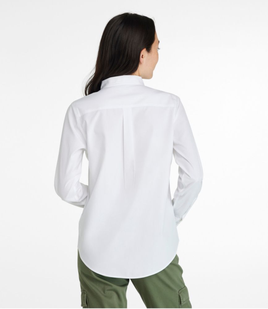 Women's Wrinkle-Free Pinpoint Oxford Shirt, Long-Sleeve Relaxed Fit, White, small image number 3