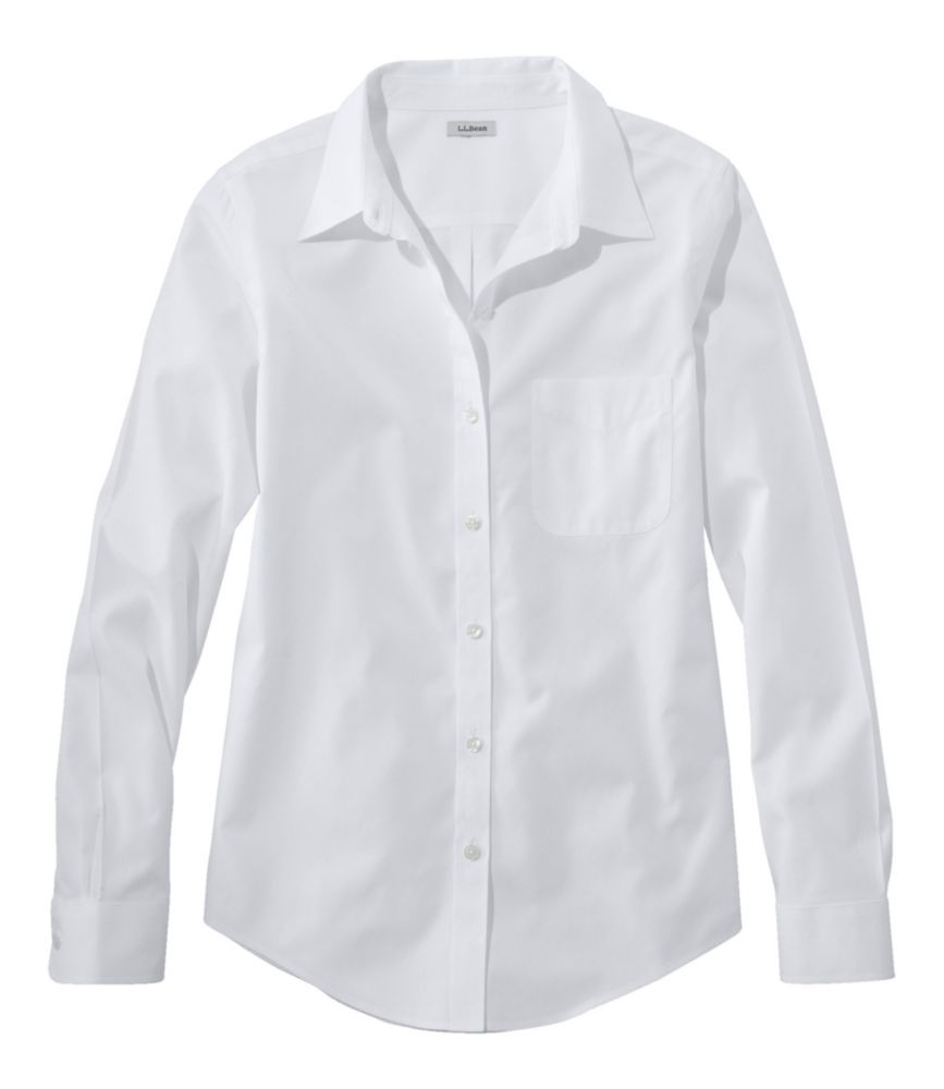 Women's Wrinkle-Free Pinpoint Oxford Shirt, Long-Sleeve Relaxed Fit, White, small image number 1