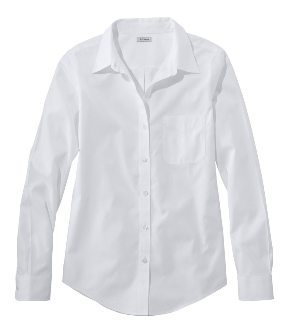 L.L.Bean Pinpoint Oxford Shirt Original Fit All-Cotton Wrinkle-Free Women's Regular White / S