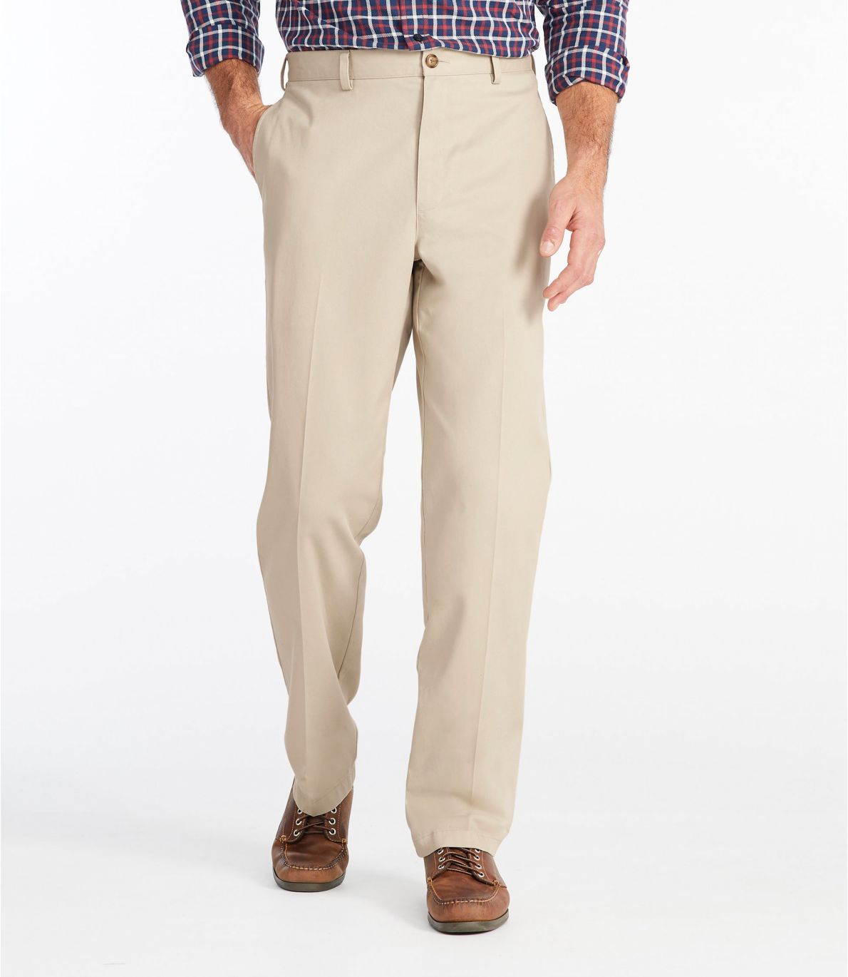 Men's Wrinkle-Free Double L® Chinos, Natural Fit Plain Front