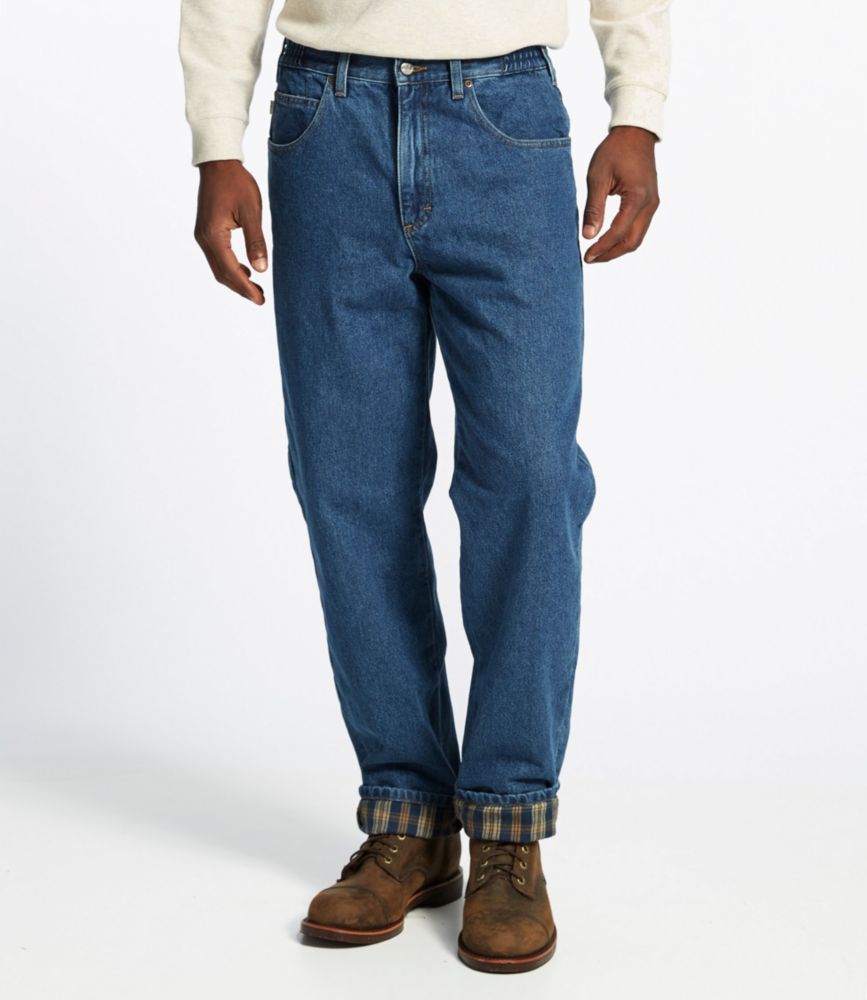 elastic waist flannel lined jeans