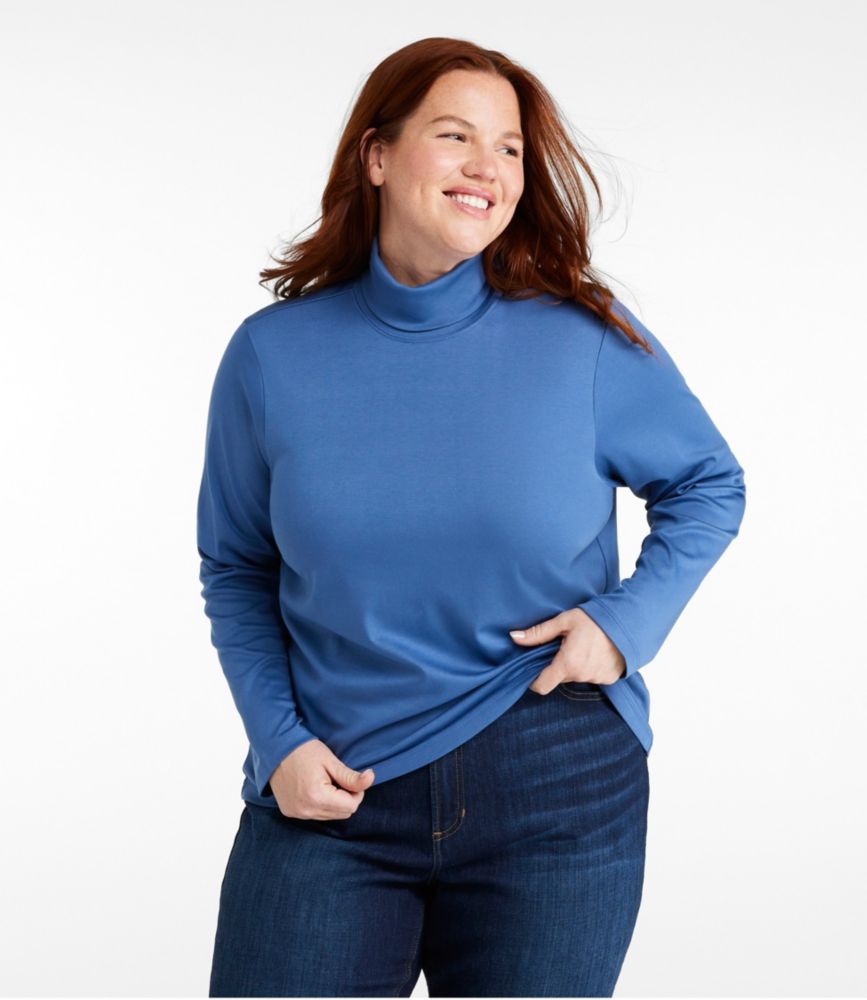 Women's Pima Cotton Turtleneck, Long-Sleeve, Dark Twilight Blue, small image number 2