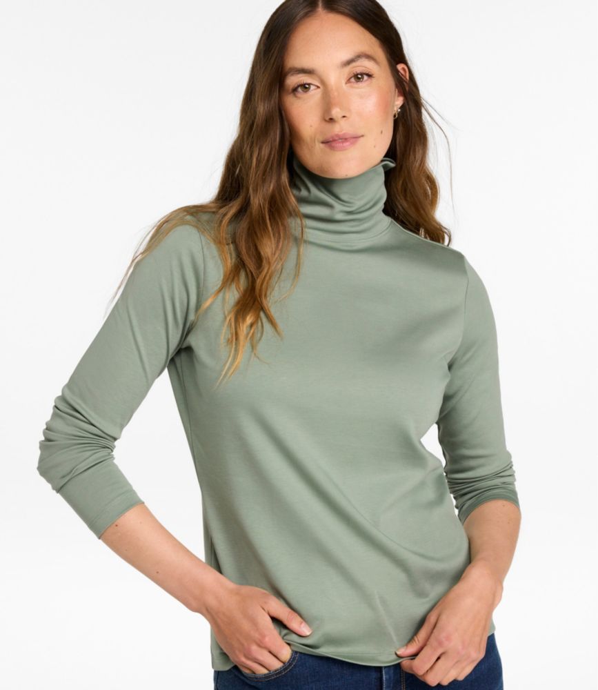 Women's Pima Cotton Turtleneck, Long-Sleeve