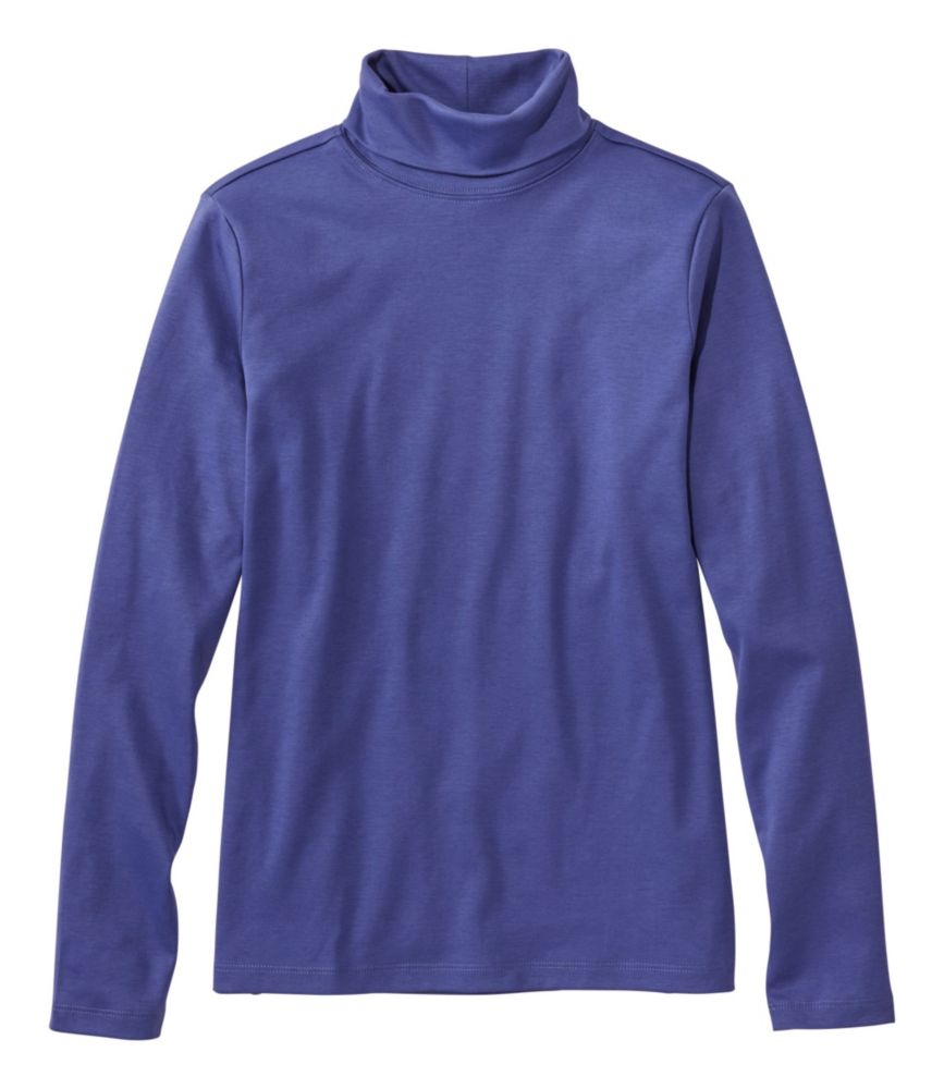 Women's Pima Cotton Turtleneck, Long-Sleeve, Dark Twilight Blue, small image number 1