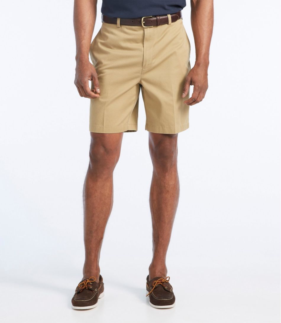 Men's Wrinkle-Free Double L Chino Shorts, Natural Fit Plain Front 8 Inseam