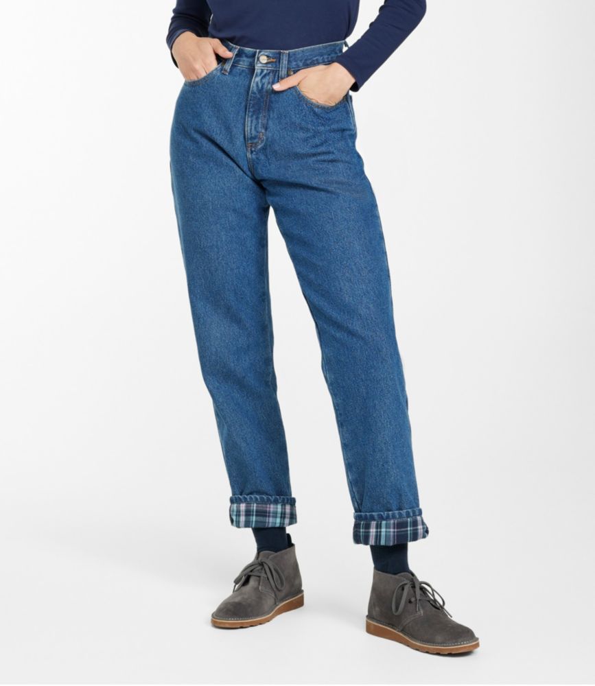 women's flannel lined blue jeans