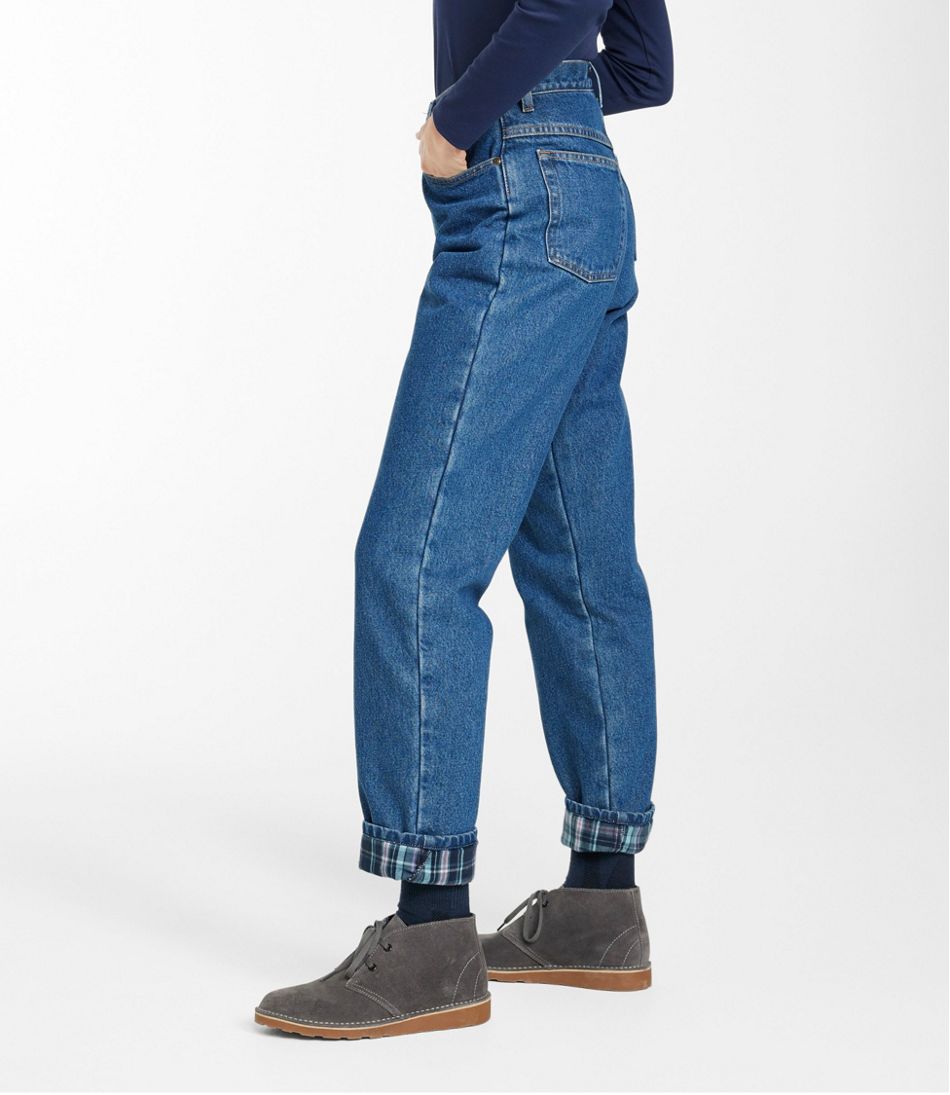 Women's Double L�� Jeans, Ultra-High Rise Tapered Leg Flannel-Lined