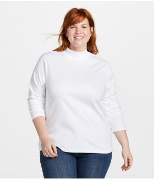 Women's Pima Cotton Tee, Long-Sleeve Mockneck