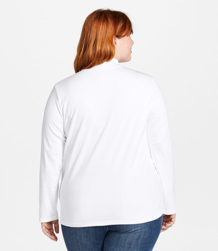 Women's Pima Cotton Tee, Long-Sleeve Mockneck, Shade Teal, small image number 3