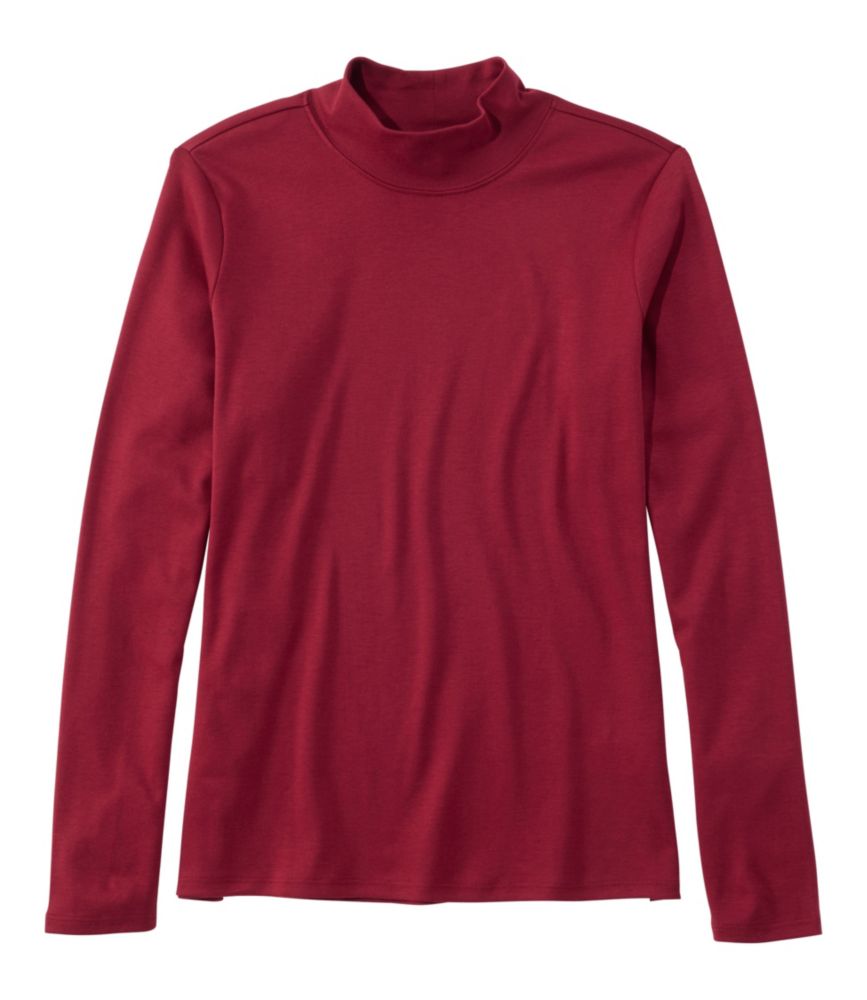 Women's Pima Cotton Tee, Long-Sleeve Mockneck