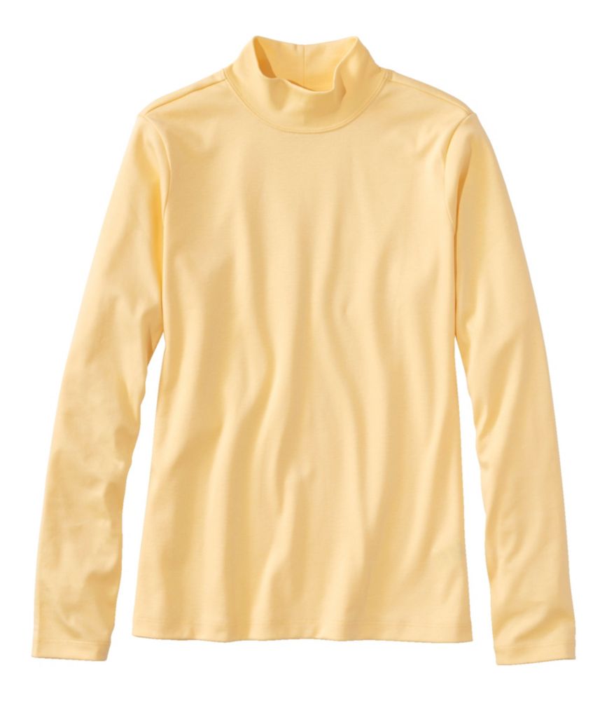 Women's Pima Cotton Tee, Long-Sleeve Mockneck, Butter, small image number 1