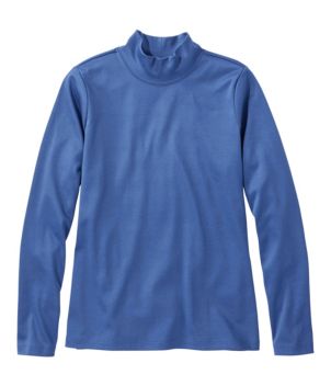 Women's Pima Cotton Tee, Long-Sleeve Mockneck