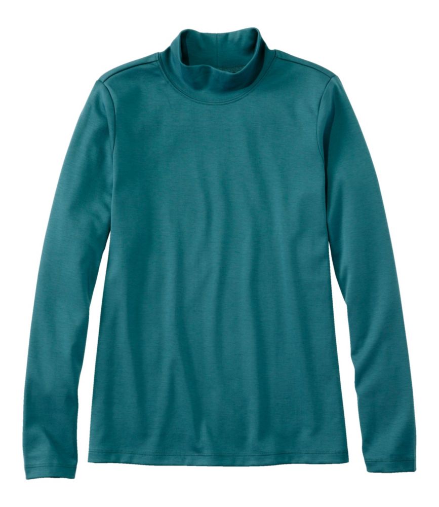 Women's Pima Cotton Tee, Long-Sleeve Mockneck, Shade Teal, small image number 1