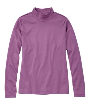 Women's Pima Cotton Tee, Long-Sleeve Mockneck