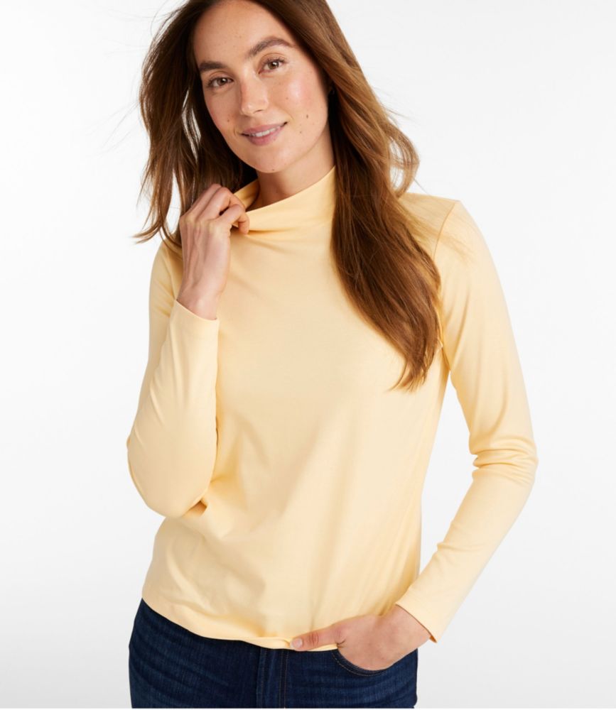 Women's Pima Cotton Tee, Long-Sleeve Mockneck