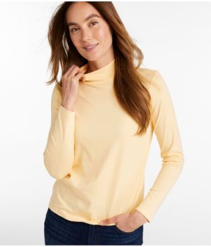 Women's Pima Cotton Tee, Long-Sleeve Mockneck