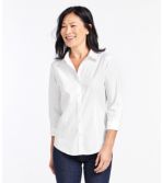 Women's Wrinkle-Free Pinpoint Oxford Shirt, Three-Quarter-Sleeve Slightly Fitted