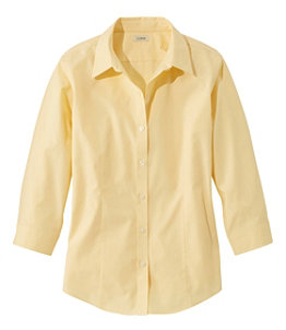 Women's Wrinkle-Free Pinpoint Oxford Shirt, Three-Quarter-Sleeve Slightly Fitted