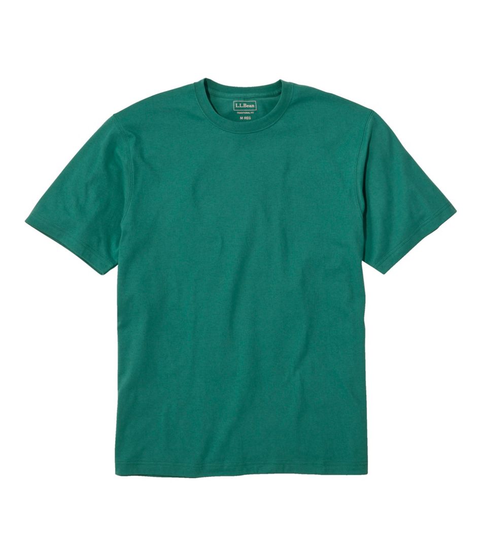 L.L.Bean Carefree Unshrinkable T-Shirt Without Pocket Short Sleeve Men's Clothing Antique Green : LG