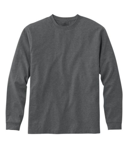 L.L.Bean Carefree Unshrinkable T-Shirt Without Pocket Long Sleeve Men's Clothing Black : XL