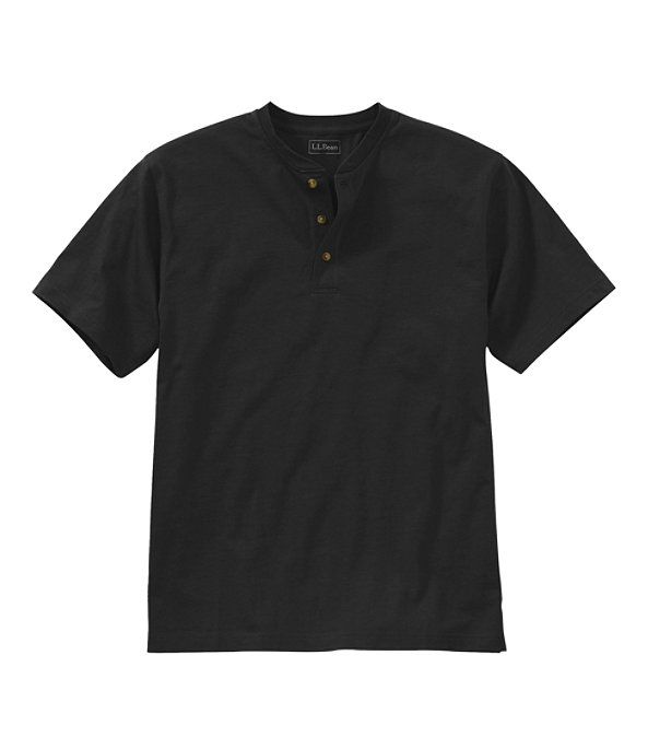 Men's Carefree Unshrinkable Shirt, Henley Short-Sleeve, Black, large image number 0