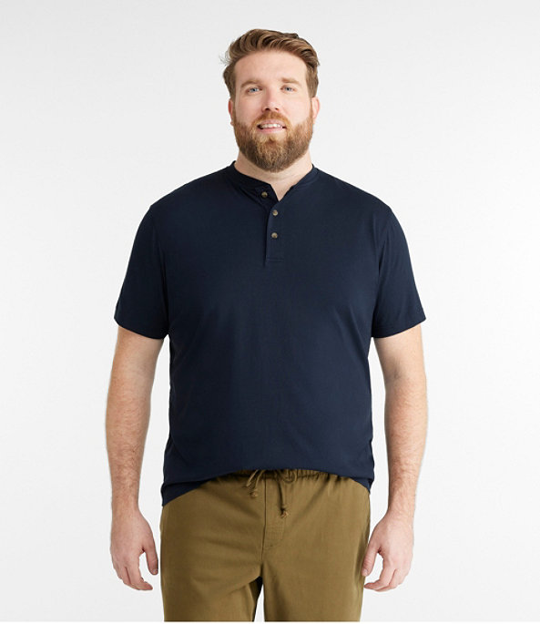 Men's Carefree Unshrinkable Shirt, Henley, Delta Blue, large image number 3