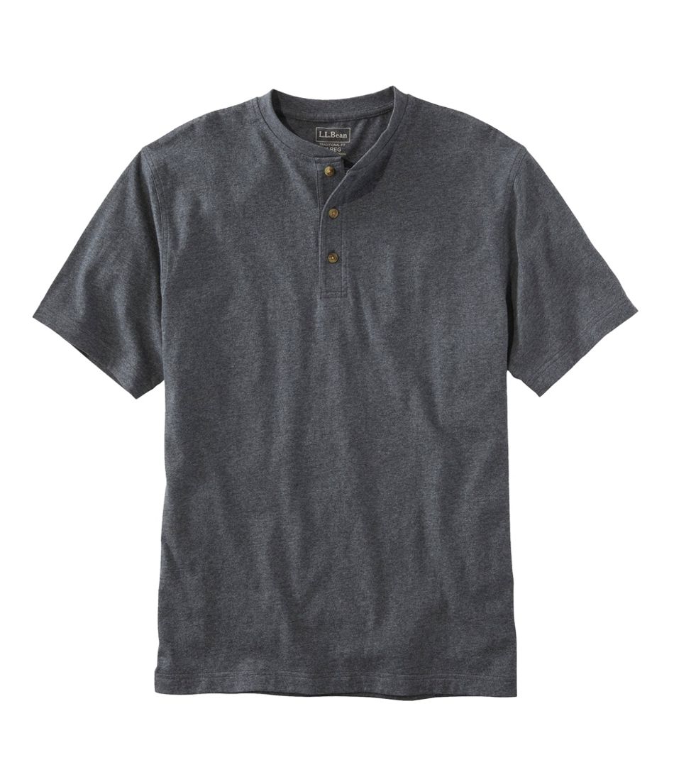 L.L.Bean Carefree Unshrinkable Tee with Pocket Short Sleeve Men's Clothing Gray Heather : XL