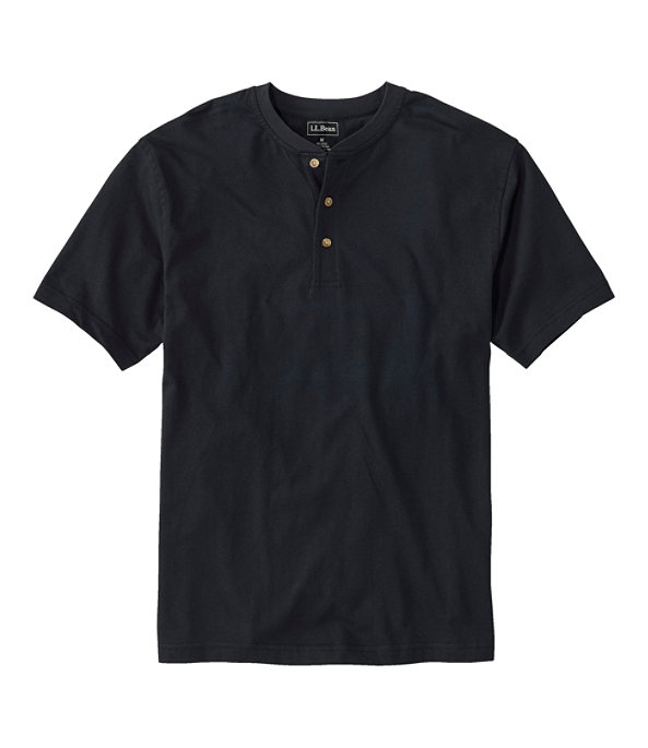 Men's Carefree Unshrinkable Shirt, Henley, Black, large image number 0