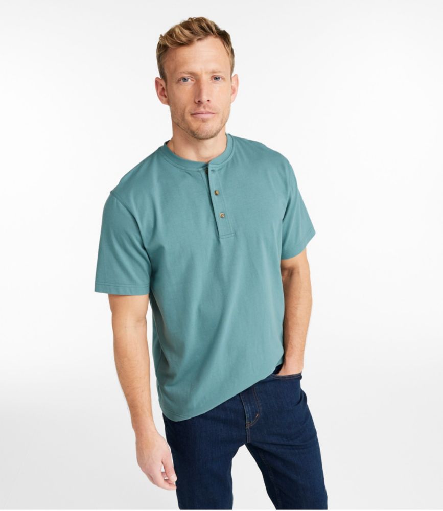 Men's Carefree Unshrinkable Tee, Traditional Fit, Henley