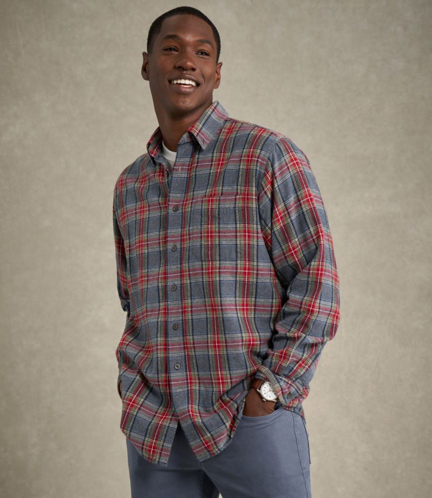 Men's Scotch Plaid Flannel Shirt, Traditional Fit, Light Gray Stewart, small image number 10