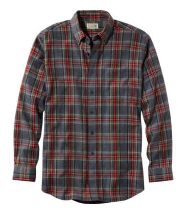 Men's Katahdin Performance Flannel Shirt, Slightly Fitted Burnt Mahogany/Chartruese Medium, Wool Blend Synthetic | L.L.Bean
