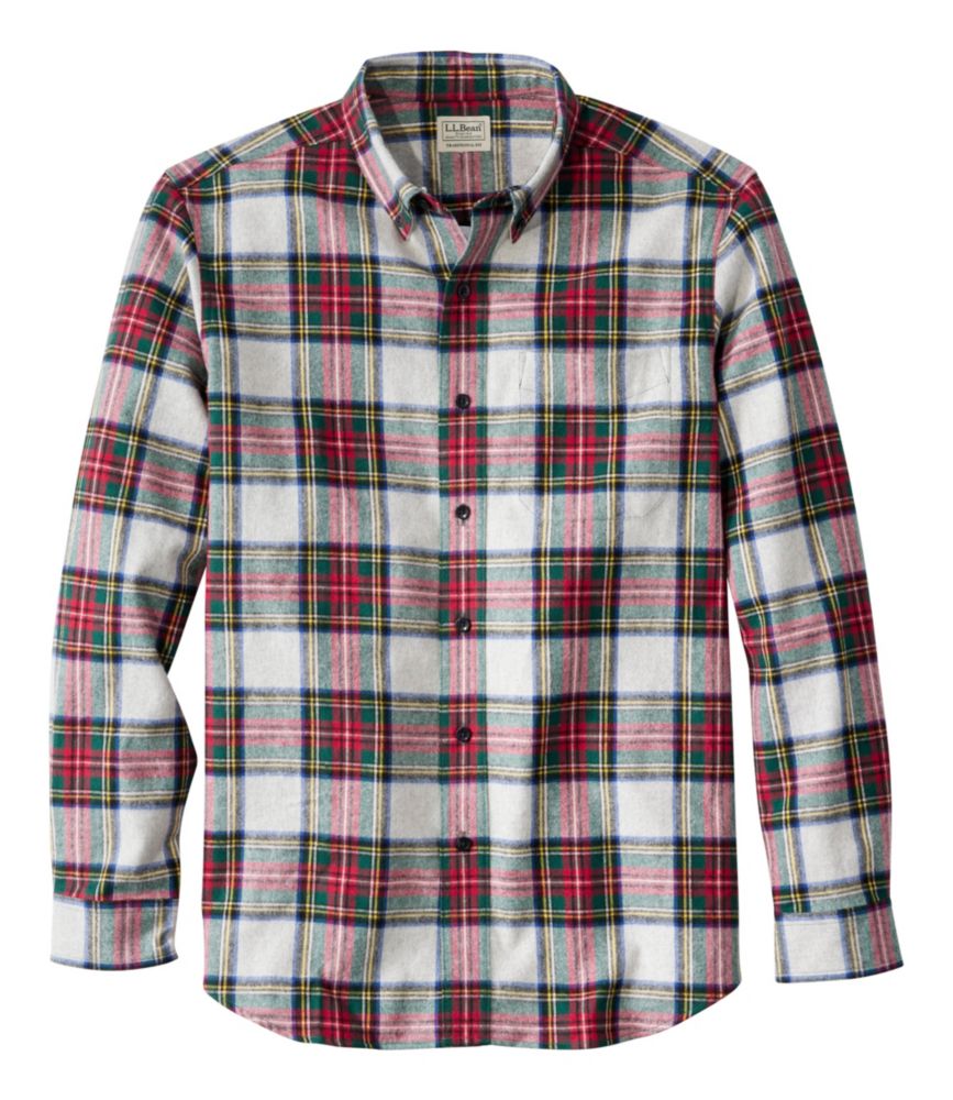 Men's Scotch Plaid Flannel Shirt, Traditional Fit, Light Gray Stewart, small image number 1