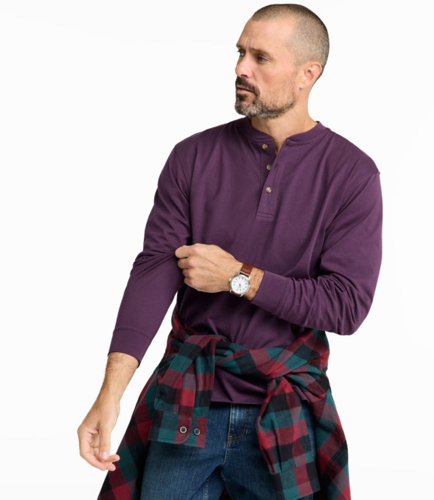 Men's Carefree Unshrinkable Tee, Traditional Fit, Long-Sleeve Henley, Charcoal Heather, small image number 11