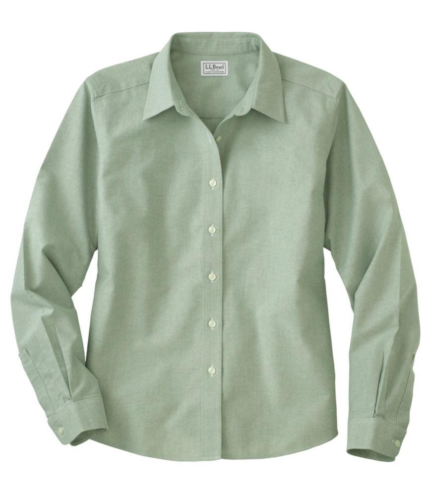 Image of Long-Sleeve Wrinkle Resistant All Cotton Shirt Fit Green X