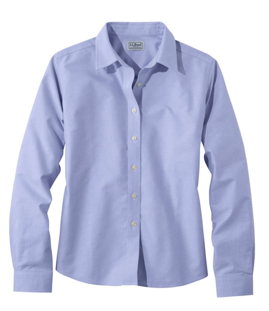 Image of Long-Sleeve Wrinkle Resistant All Cotton Shirt Fit Blue Xs