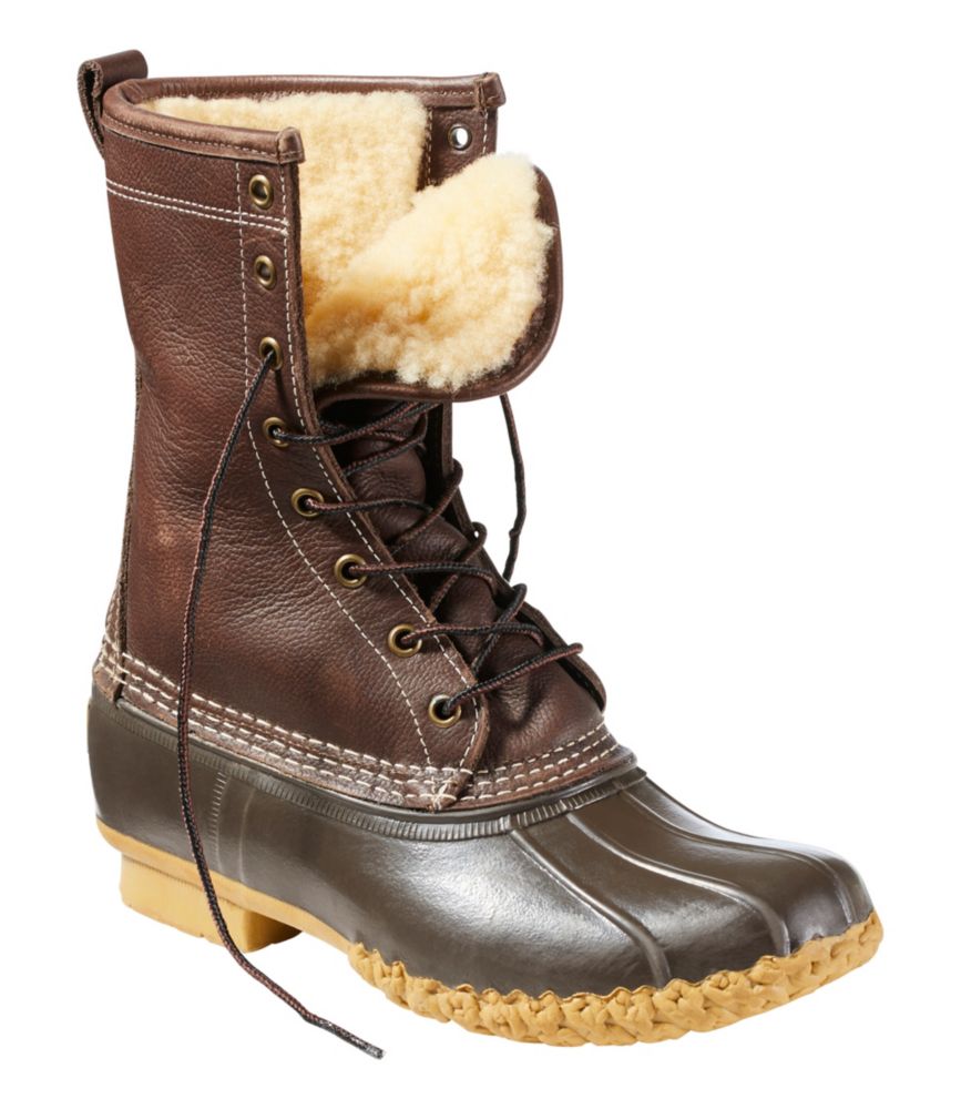 Women's Bean Boots, 10" Shearling-Lined, Brown/Brown, small image number 6