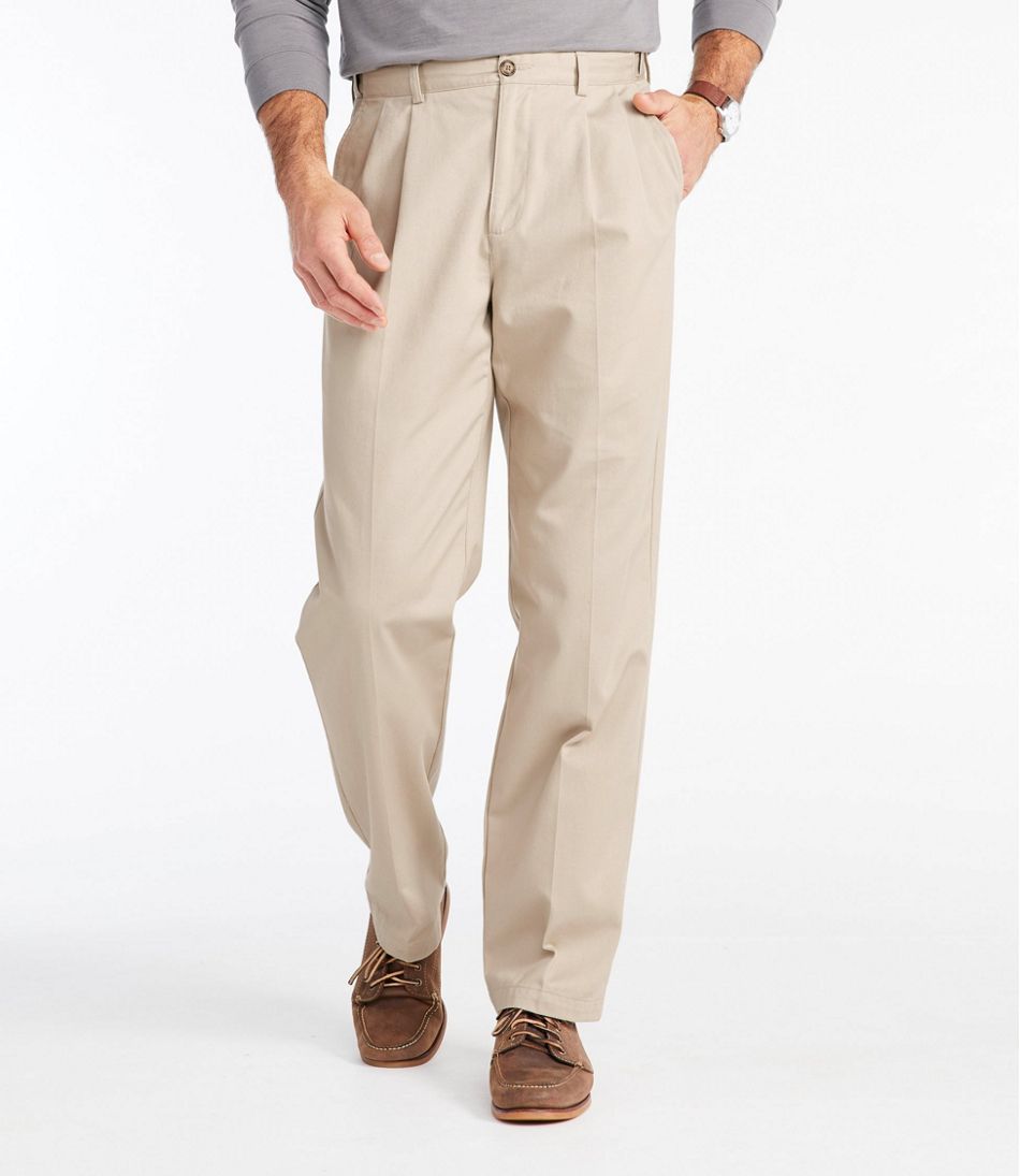 Men's Wrinkle-Free Double L Chinos, Natural Fit Hidden Comfort Pleated ...