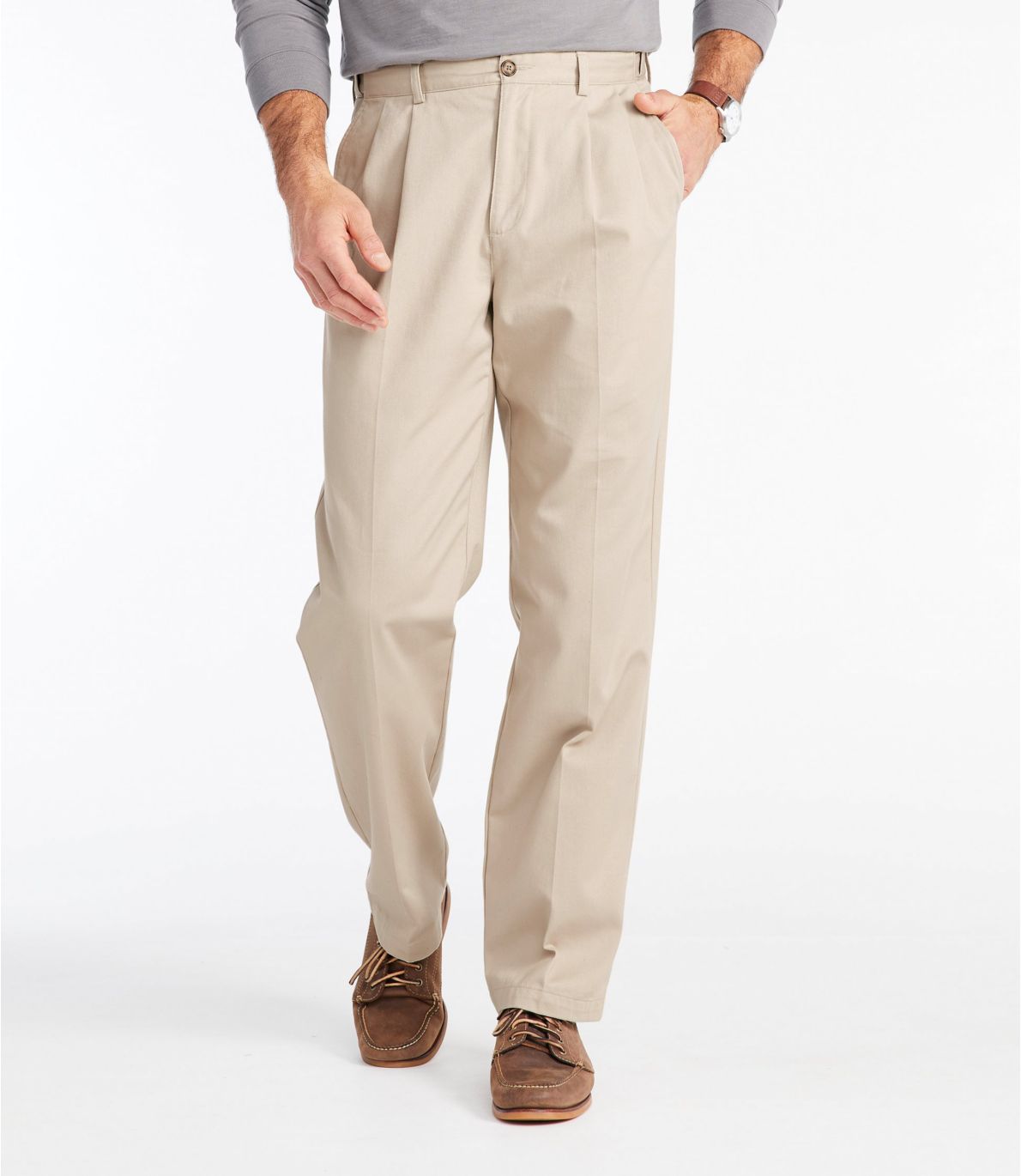 Men's Wrinkle-Free Double L® Chinos, Natural Fit Hidden Comfort Pleated
