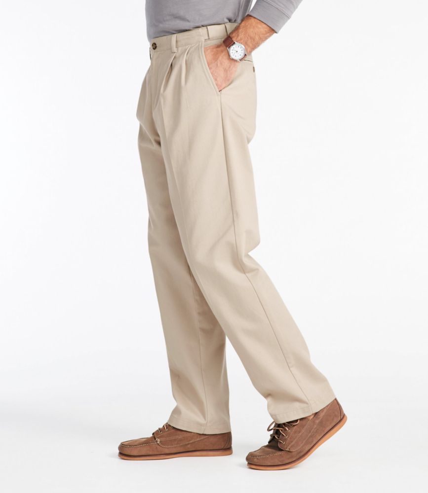 Men's Wrinkle-Free Double L® Chinos, Natural Fit, Hidden Comfort, Pleated, Carbon Navy, small image number 4