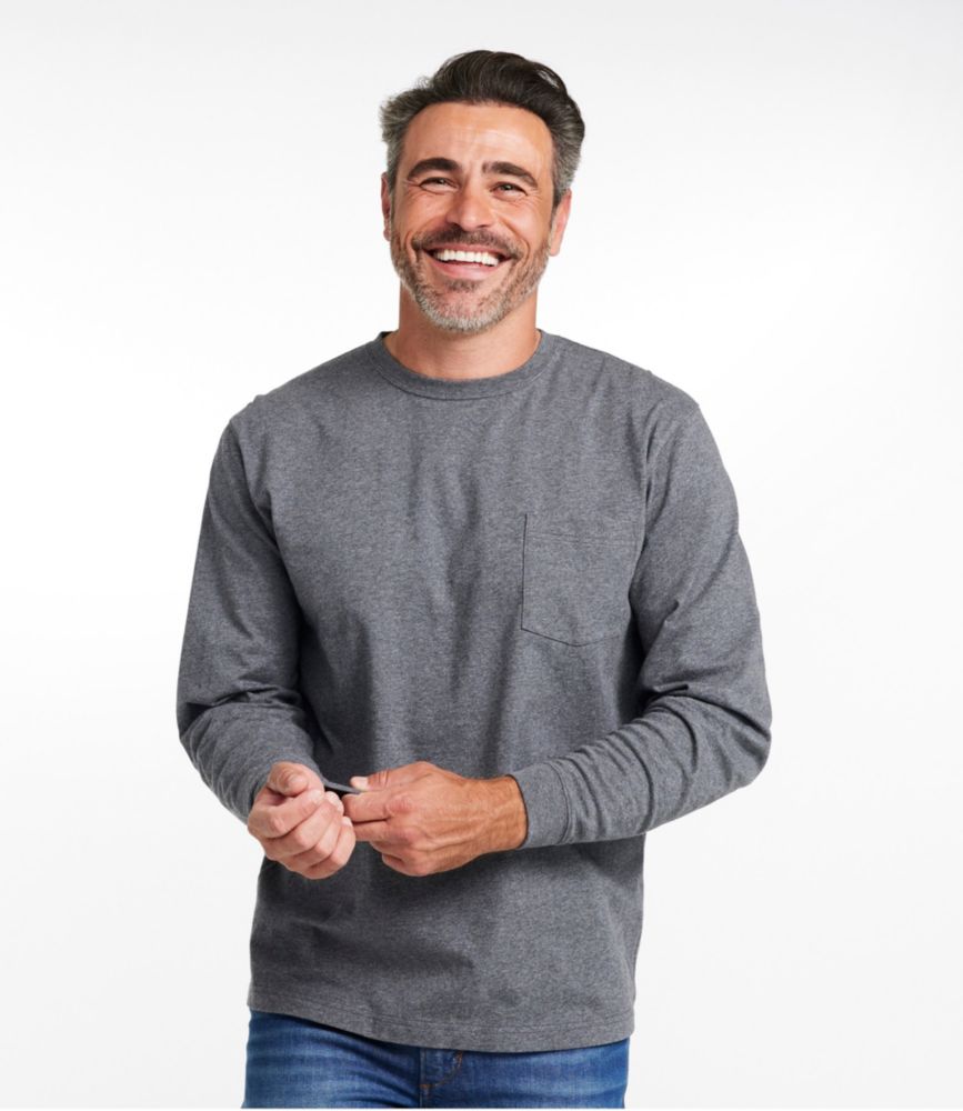 Men's Carefree Unshrinkable Tee with Pocket, Traditional Fit, Long-Sleeve