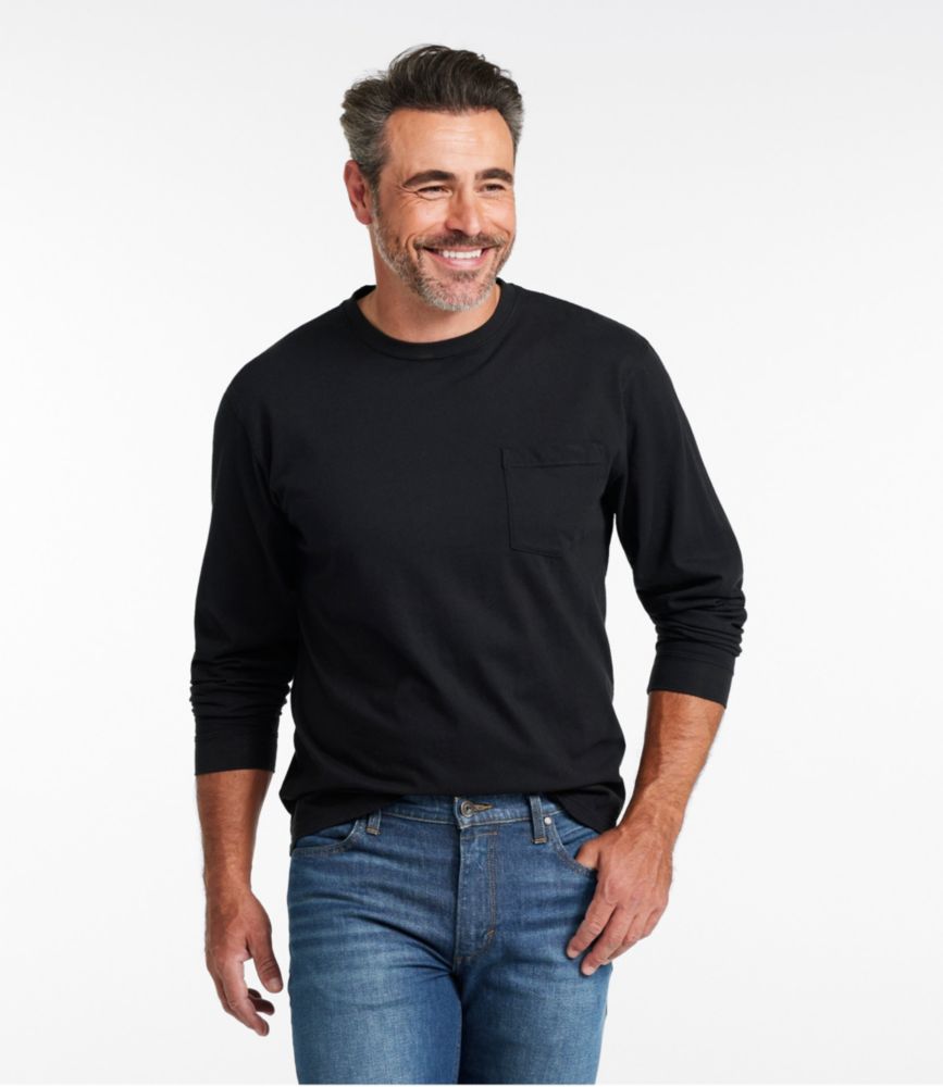 Men's Carefree Unshrinkable Tee with Pocket, Traditional Fit, Long-Sleeve