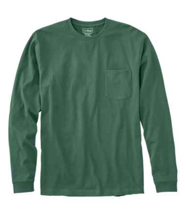 Men's Carefree Unshrinkable Tee with Pocket, Traditional Fit Long-Sleeve